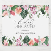 Wasserfarbenes tropisches Brautparty Schaumweinetikett (Einzelnes Label)