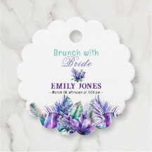 Wasserfarbenes tropisches Brunch mit lila Blumenko