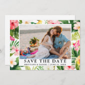Wasserfarbenes tropisches Foto Save the Date (Vorne/Hinten)