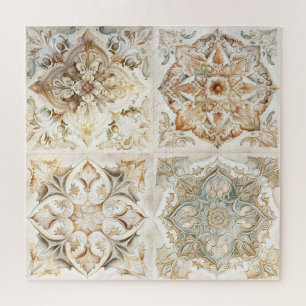 Wasserfarbenes vintage Mosaikfliese. Florales Azul Puzzle