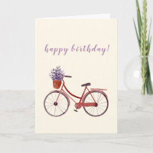 Wasserfarbenes Vintages Fahrrad mit Lavendel Karte