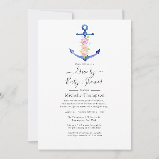 Wasserfarbenes Wassermotorrad mit Bridal- oder Bab Einladung (Vorderseite)