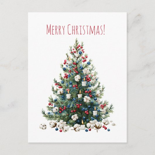 Wasserfarbenes Weihnachtsbaum-Motiv, Weihnachtskar Feiertagspostkarte (Vorderseite)