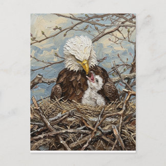 Wasserfarbenes Weißkopfseeadler-Nest mit persönlic Postkarte