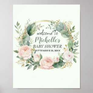 Wasserfarbenes Willkommensschild für Baby-Party mi Poster