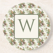 Wasserfarbenes Winter-Botanik-Muster Getränkeuntersetzer (Vorne)