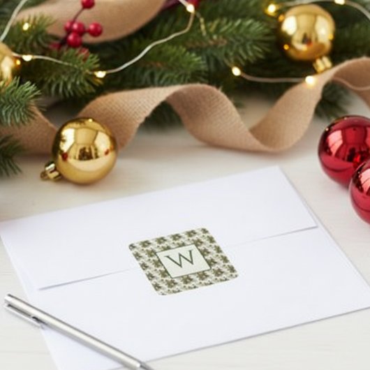 Wasserfarbenes Winter-Botanikmuster Quadratischer Aufkleber