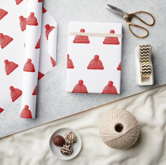 Wasserfarbenes Winterhuttenmuster. Weihnachtsfeier Geschenkpapier (Kunsthandwerk)