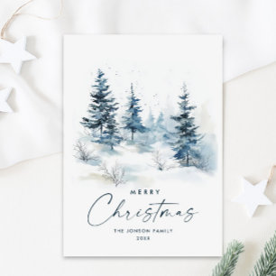 Wasserfarbenes Winterlandschaft-Christmas Feiertagskarte