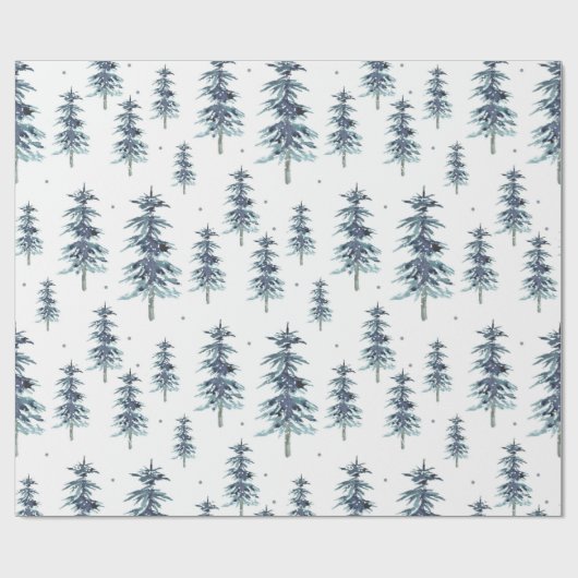Wasserfarbenes Winterpine-Baumuster Geschenkpapier (Flach)