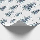 Wasserfarbenes Winterpine-Baumuster Geschenkpapier (Ecke)