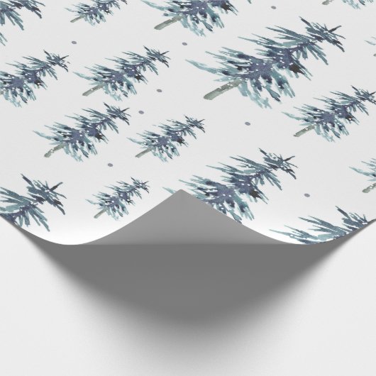 Wasserfarbenes Winterpine-Baumuster Geschenkpapier (Ecke)