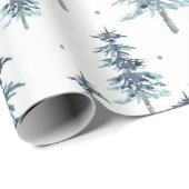 Wasserfarbenes Winterpine-Baumuster Geschenkpapier (Rolleneckpunkt)