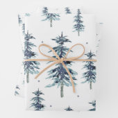 Wasserfarbenes Winterpine-Baumuster Geschenkpapier Set (Beispiel)