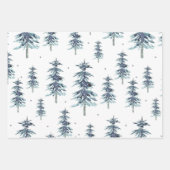 Wasserfarbenes Winterpine-Baumuster Geschenkpapier Set (Vorderseite)