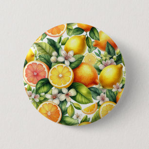 Wasserfarbenes Zitrusfruchtmuster Button