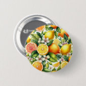 Wasserfarbenes Zitrusfruchtmuster Button (Vorne & Hinten)