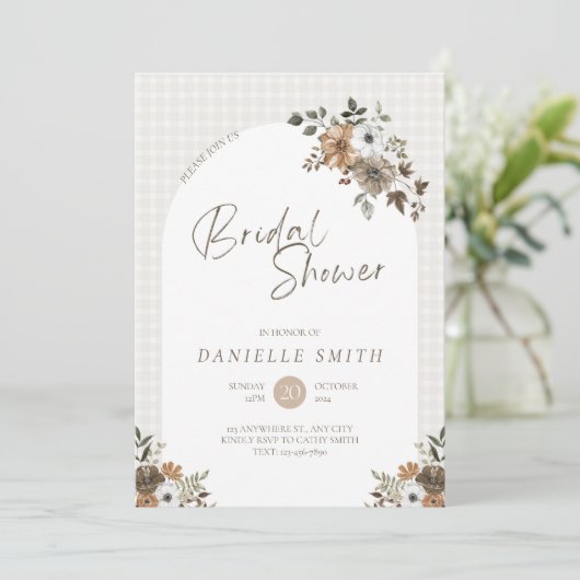 Wasserfarbenfall Blumendusche Einladung (Stehend Vorderseite)