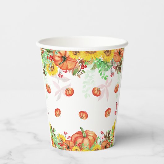 Wasserfarbenfall Erntedank Herbstpumpenfutter Pappbecher (Rückseite)