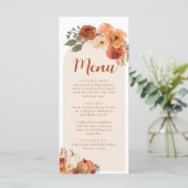 Wasserfarbenfall Flora Rustikales Kürbisfest Menükarte (Stehend Vorderseite)
