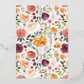 Wasserfarbenfall Floral Bouquet Babydusche Folieneinladung (Rückseite)
