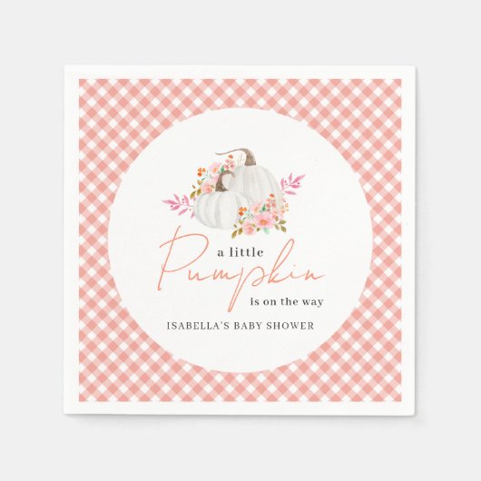 Wasserfarbenfall Floral Kleine Pumpkin Babydusche Serviette (Vorderseite)