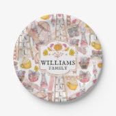 Wasserfarbenfall Handgemalte Elemente Personalisie Pappteller (Vorderseite)