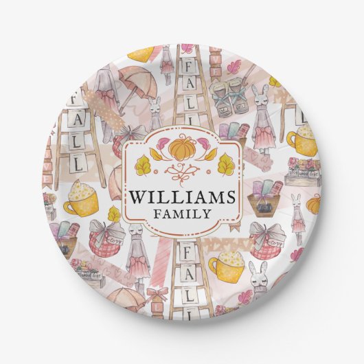 Wasserfarbenfall Handgemalte Elemente Personalisie Pappteller (Vorderseite)