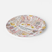 Wasserfarbenfall Handgemalte Elemente Personalisie Pappteller (Schrägansicht)