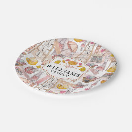 Wasserfarbenfall Handgemalte Elemente Personalisie Pappteller