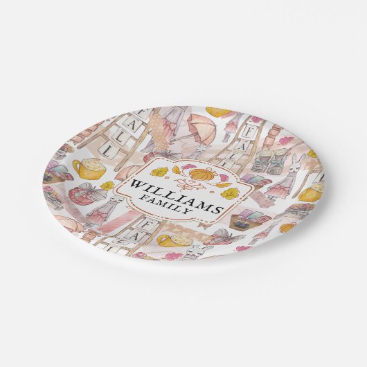 Wasserfarbenfall Handgemalte Elemente Personalisie Pappteller (Schrägansicht)