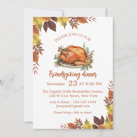 Wasserfarbenfall Herbst verlässt freundliches Aben Einladung (Vorderseite)