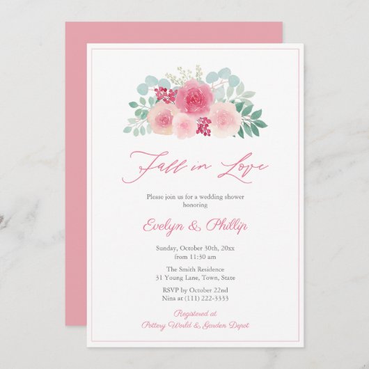 Wasserfarbenfall in Liebe Herbst Brautparty Party Einladung (Vorne/Hinten)