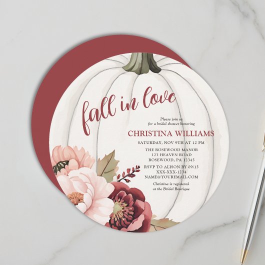 Wasserfarbenfall in Liebe Pumpkin-Brautparty Einladung