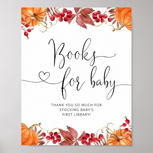 Wasserfarbenfall kleine Kürbisbücher für das Baby Poster (Vorne)