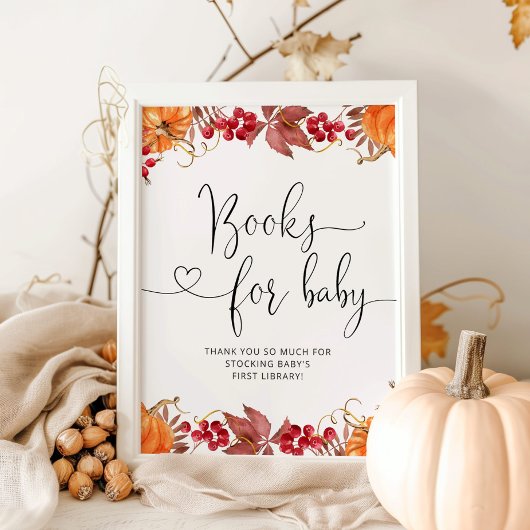 Wasserfarbenfall kleine Kürbisbücher für das Baby Poster