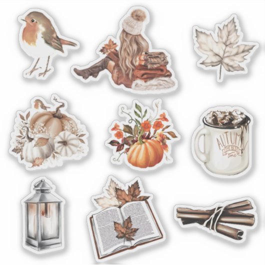 Wasserfarbenfall-Mädchen, das Scrapbook liest Aufkleber (Vorderseite)