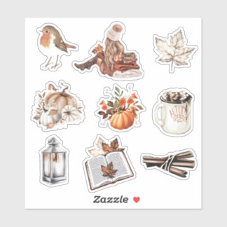 Wasserfarbenfall-Mädchen, das Scrapbook liest Aufkleber