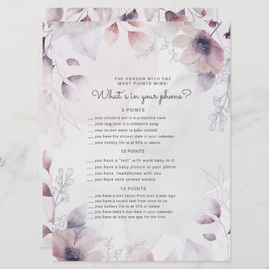 Wasserfarbenfall Neliae Baby Shower Telefonkarte (Vorne/Hinten)