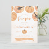 Wasserfarbenfall Pumpkin Baby Dusche Einladung (Stehend Vorderseite)