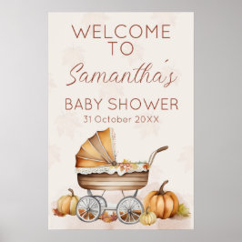 Wasserfarbenfall Pumpkin Baby Dusche Willkommen Poster