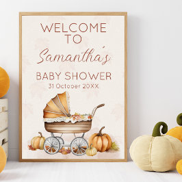 Wasserfarbenfall Pumpkin Baby Dusche Willkommen Poster