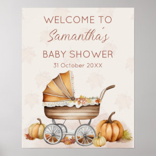 Wasserfarbenfall Pumpkin Baby Dusche Willkommen Poster