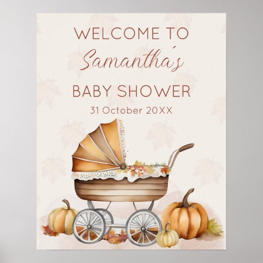 Wasserfarbenfall Pumpkin Baby Dusche Willkommen Poster (Vorne)