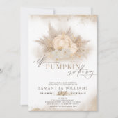 Wasserfarbenfall Pumpkin Boho Pampas Babydusche Einladung (Vorderseite)