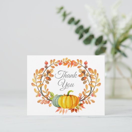 Wasserfarbenfall Pumpkin Danke Karte (Stehend Vorderseite)