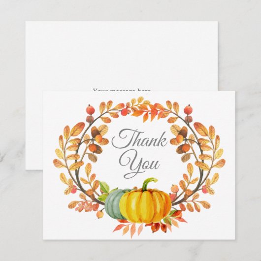 Wasserfarbenfall Pumpkin Danke Karte (Vorne/Hinten)