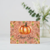 Wasserfarbenfall Pumpkin Orange Glitzer Dankeskarte (Stehend Vorderseite)