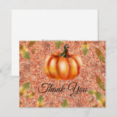Wasserfarbenfall Pumpkin Orange Glitzer Dankeskarte (Vorne/Hinten)