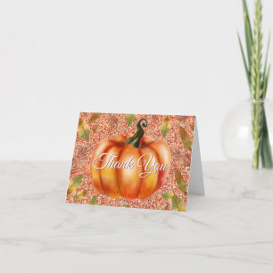 Wasserfarbenfall Pumpkin Orange Glitzer Dankeskarte